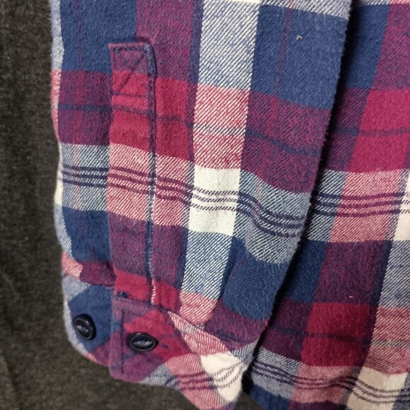 Boston Traders Sherpa Flannel Shacket Womens L Plaid Hooded Gorpcore Cabincore - Picture 7 of 7